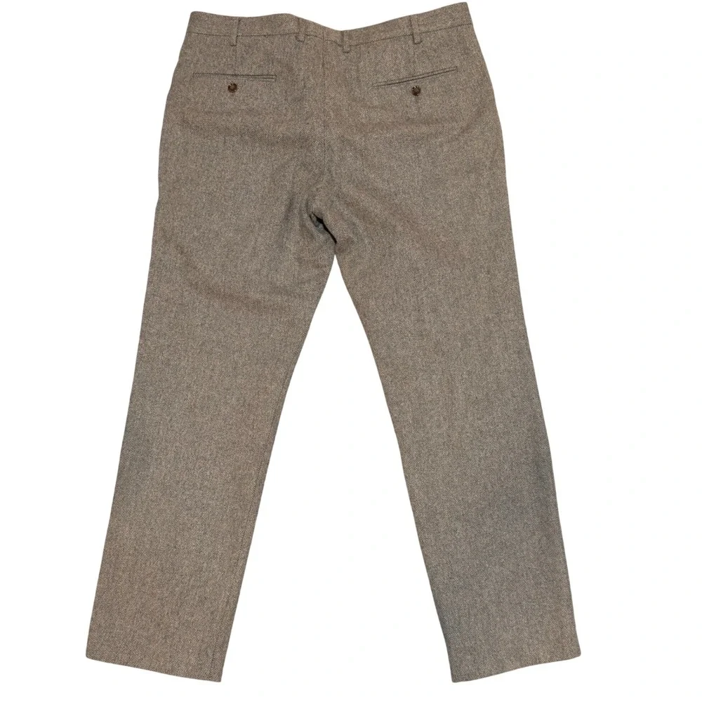 J.Crew Thompson Dress Pants Mens 38x32 Brown Wool Herringbone Slim Minimalist